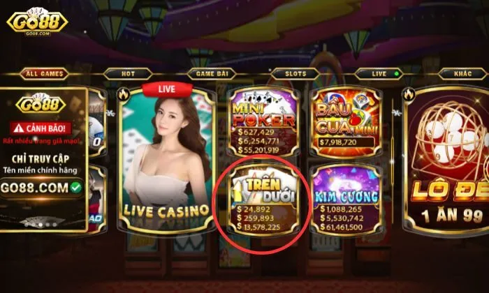 Trò chơi Trên Dưới Go88 có hình thức giống với tài xỉu Online